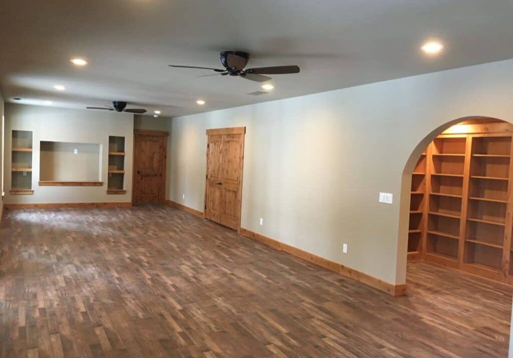 Basement Finish with built ins scaled