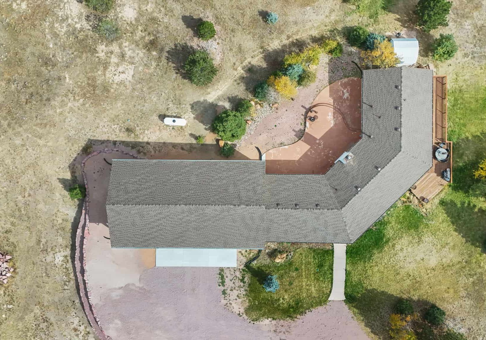 Home Addition for Garage with Aerial View directly above facing front close up